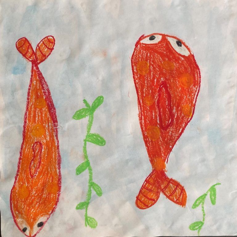 fish art with oil pastels