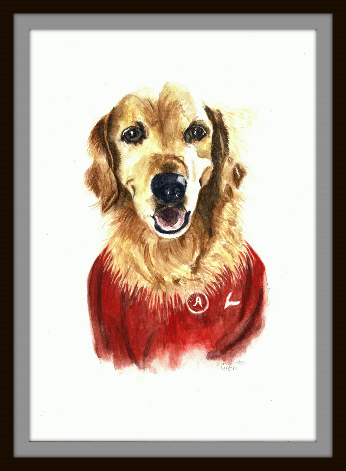watercolor of dog by clara brunk