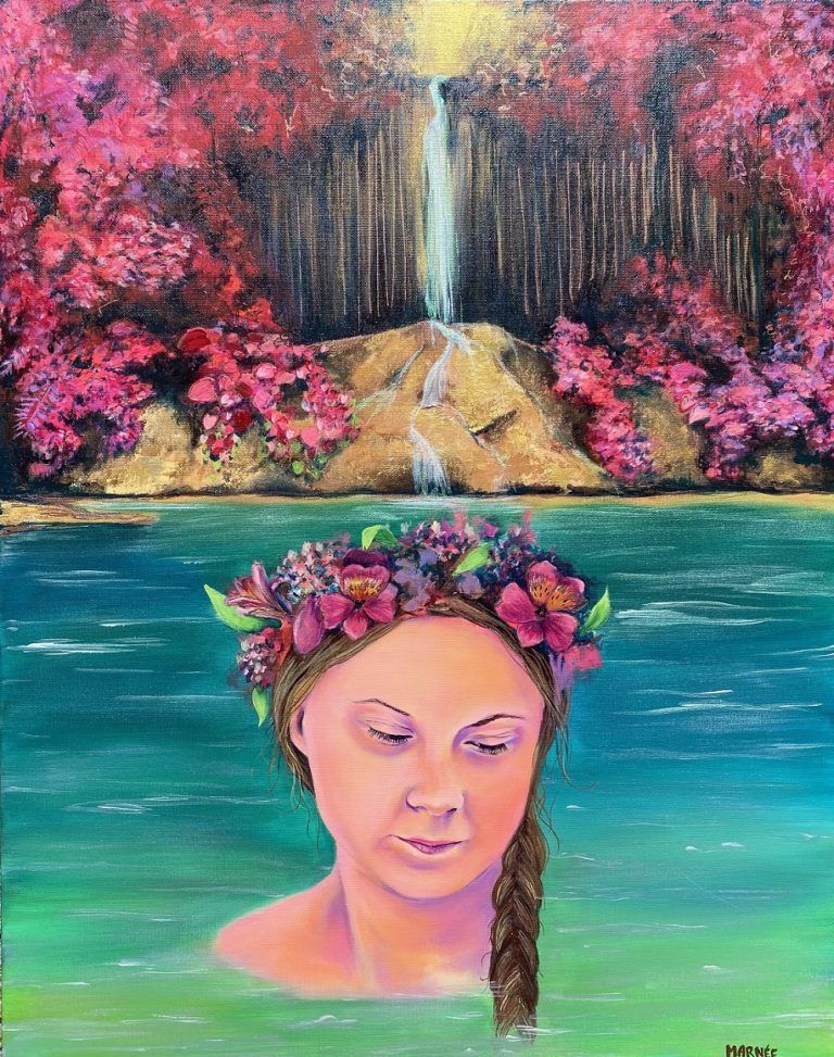 marnee wiley acrylic painting of greta thunberg