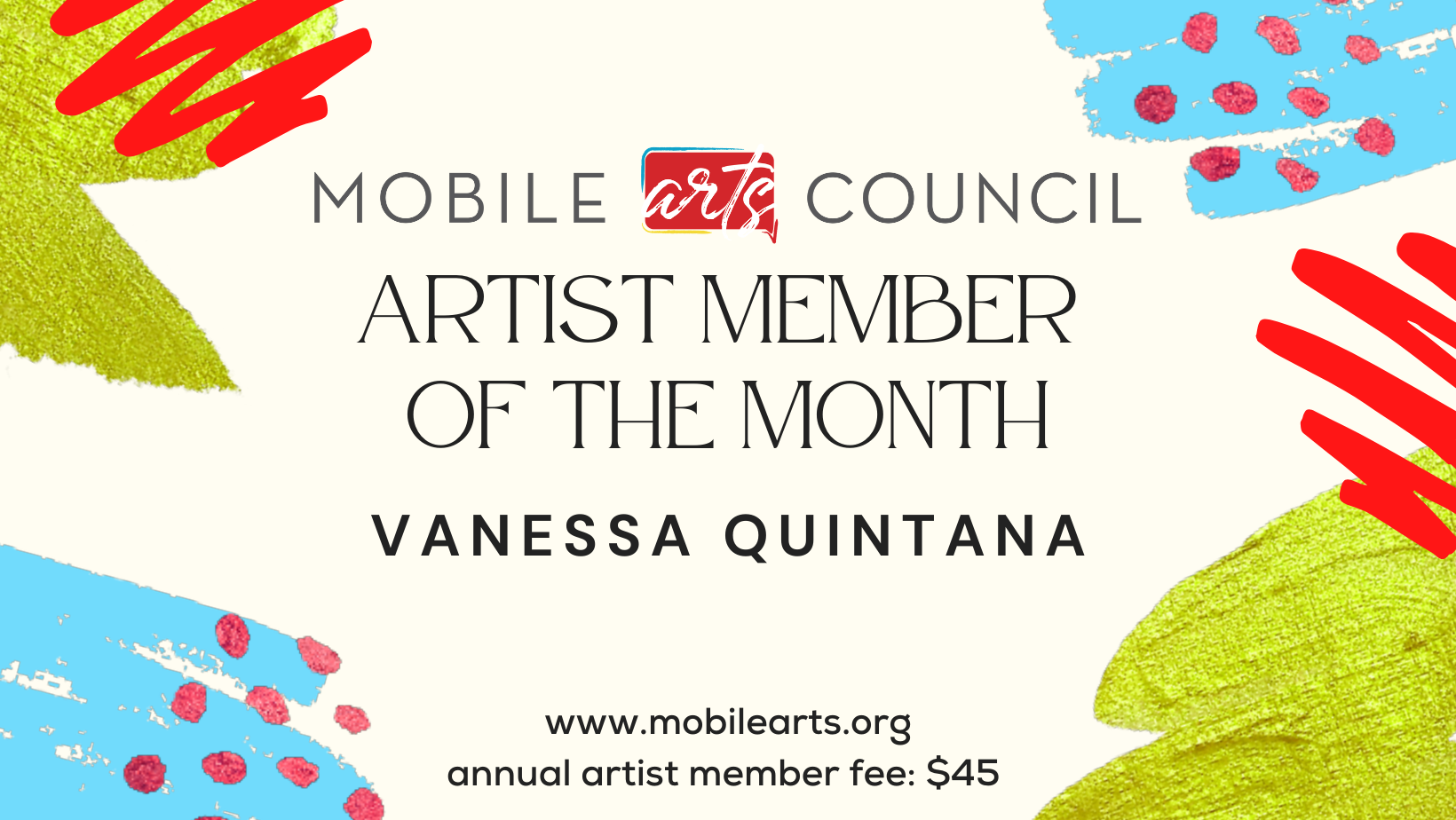 Graphic for July Member of the Month Vanessa Quintana