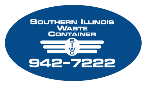 Blue oval logo for Southern Illinois Waste Container with phone number 942-7222