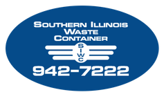 Blue oval logo for Southern Illinois Waste Container with phone number 942-7222