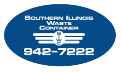 Blue oval logo for Southern Illinois Waste Container with phone number 942-7222