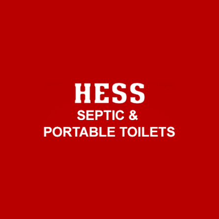 Red logo reading “HESS SEPTIC & PORTABLE TOILETS” on a solid background