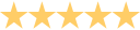 Five gold stars aligned in a row on a white background