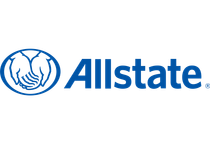 Allstate logo with blue hands cradled inside a blue circle and blue wordmark on a white background