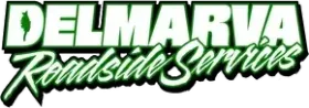 Delmarva Roadside Services logo in green and white script on a black background