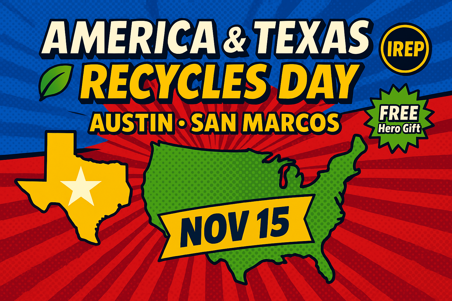 America recycles and Texas Recycles Day, Nov 15, Austin and San Marcos events
