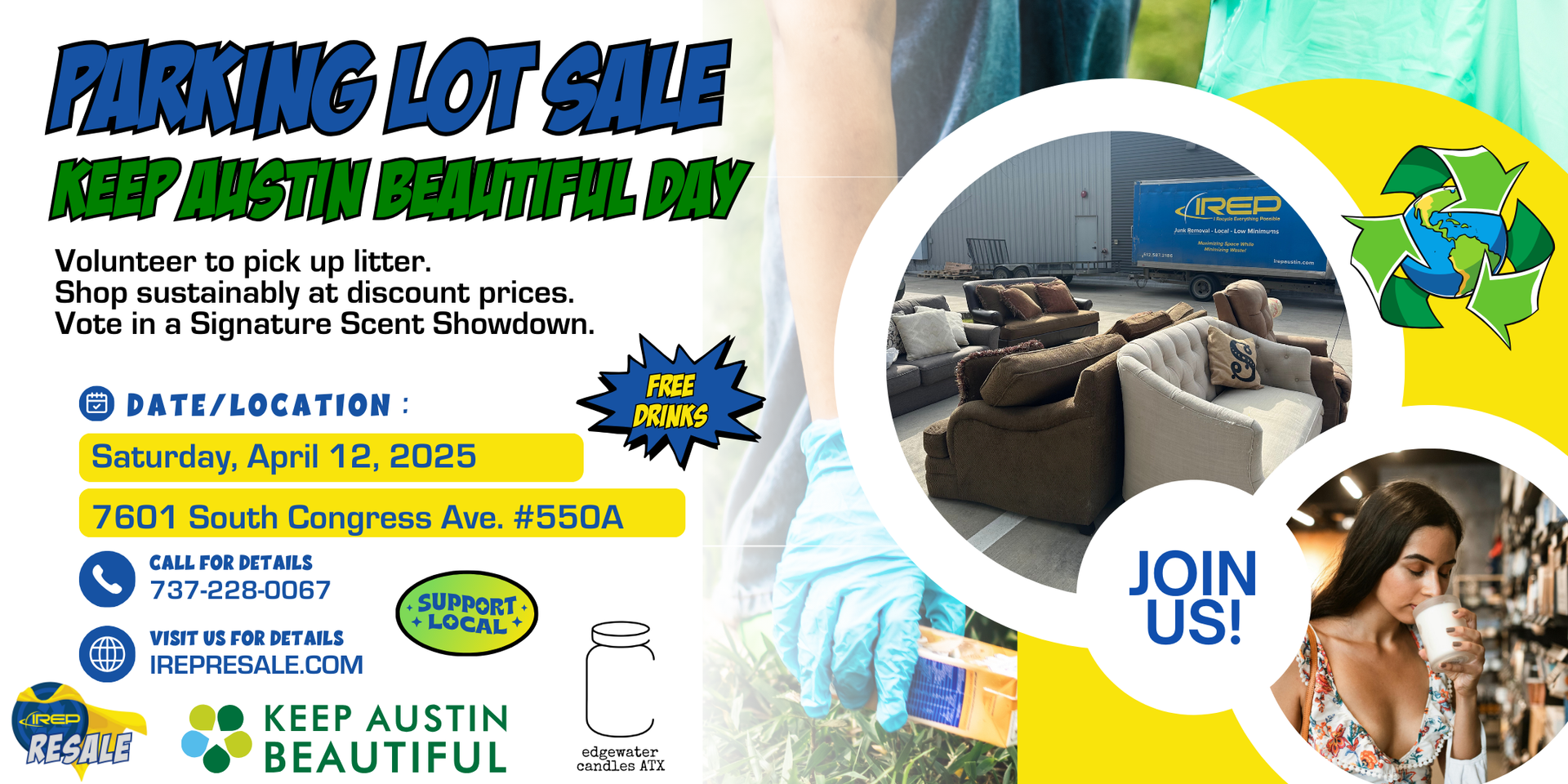 Keep Austin Beautiful Day IREP Resale Parking Lot sale Junk removal