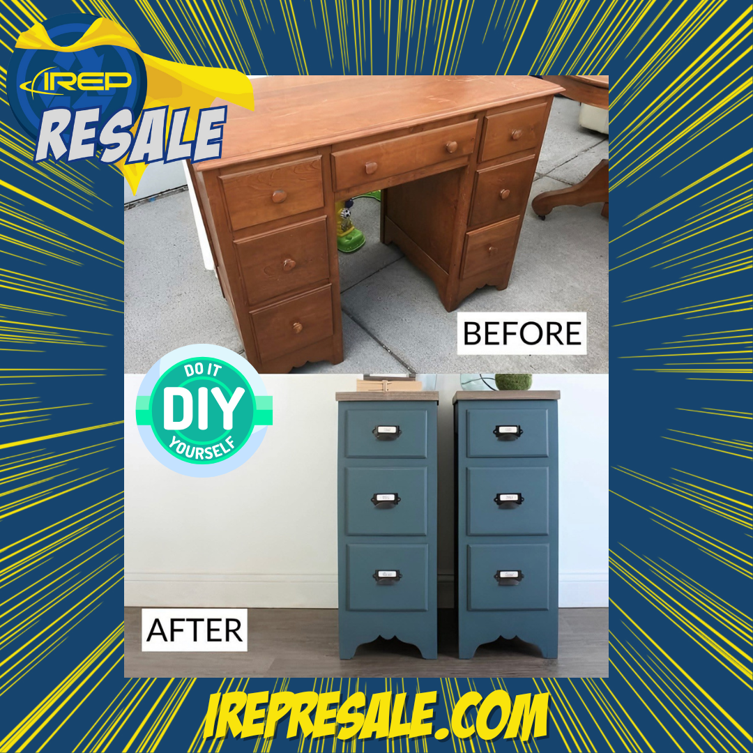 Desk bought from IREP Resale that is tuned into something new through a DIY project