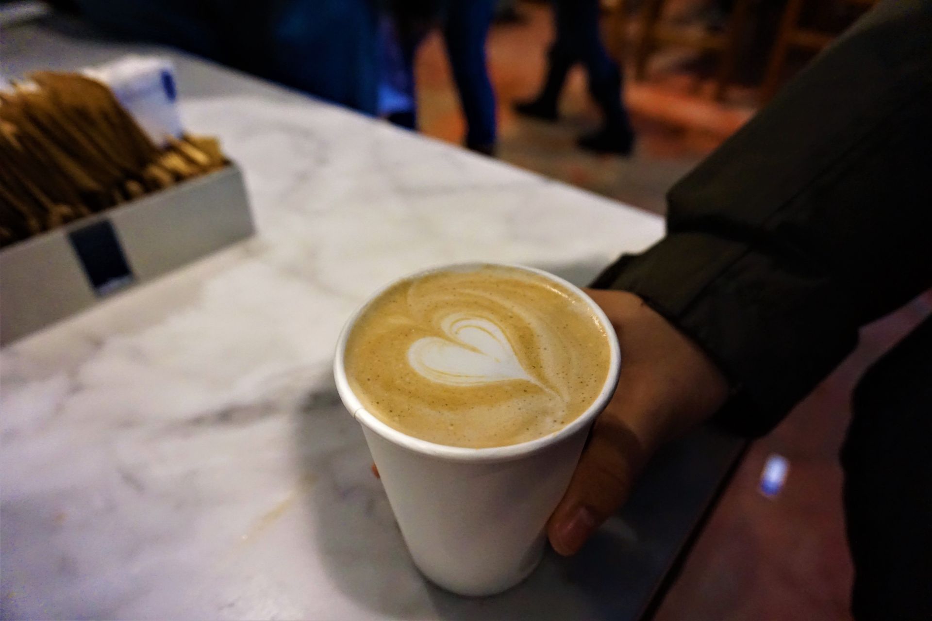 coffee cup to go with heart foam