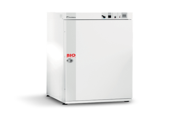 White laboratory freezer with a red BIO logo on a light gray background