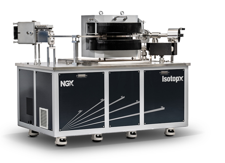 Industrial machine with black cabinet, stainless steel components, and control unit on a white background