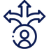Person icon inside a circle with three arrows pointing up and to the sides.