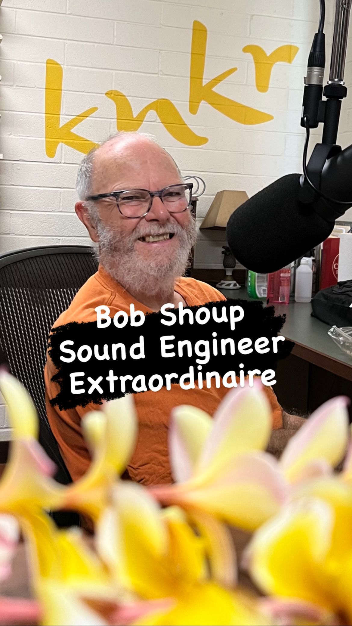 Bob shoup sound engineer extraordinaire is sitting in front of a microphone