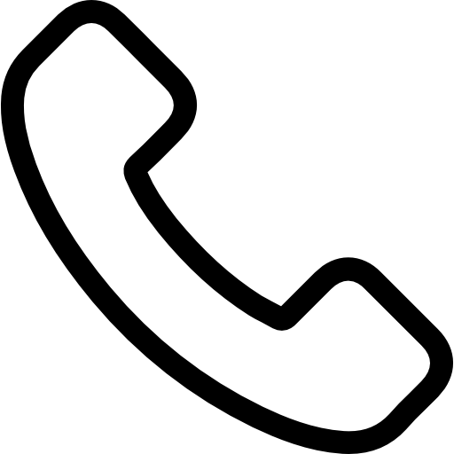 A black and white outline of a telephone free icon