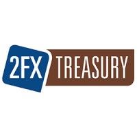 2FX Treasury-logo in blauwe en bruine tekst