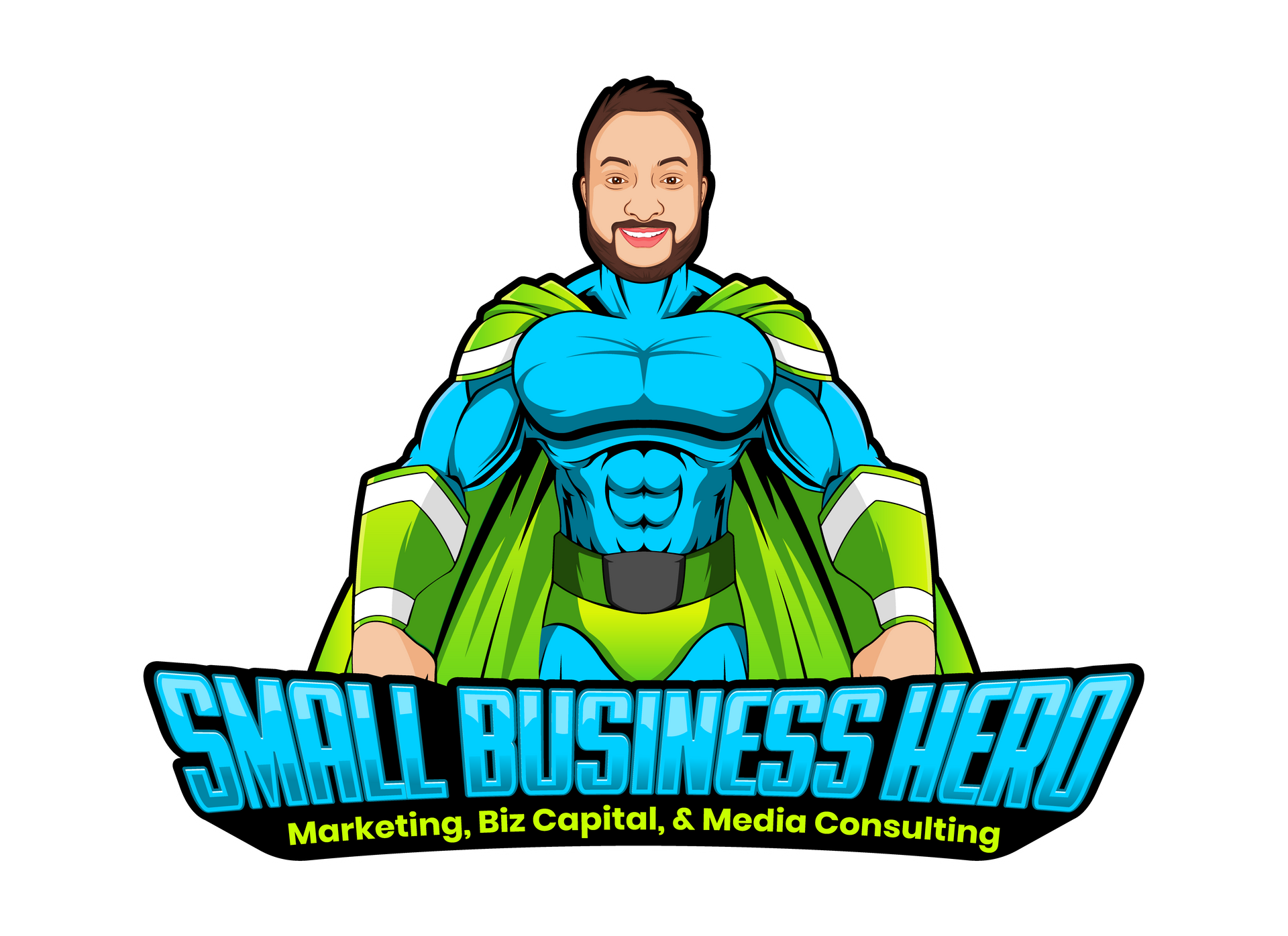 A logo for small business hero marketing biz capital and media consulting