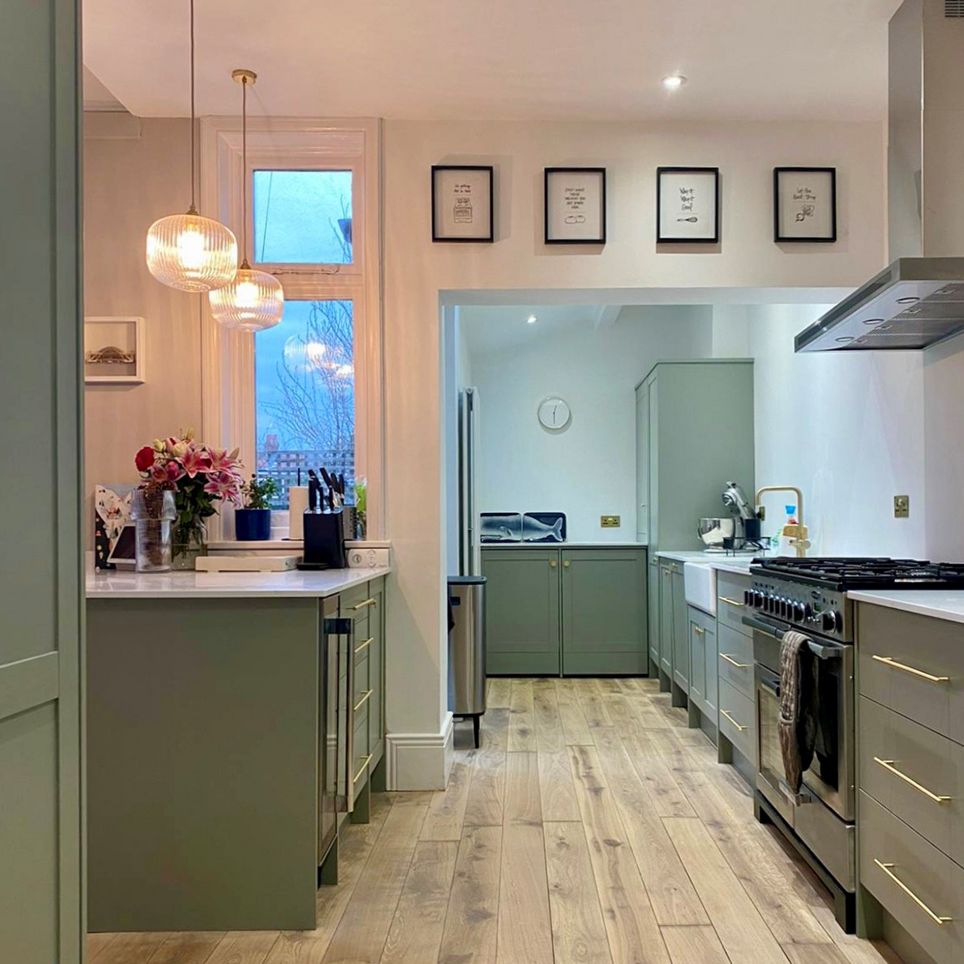 Kitchen - Modern galley shaker with utility