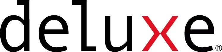 The word deluxe is written in black and red on a white background.