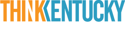 A blue and orange logo for think kentucky