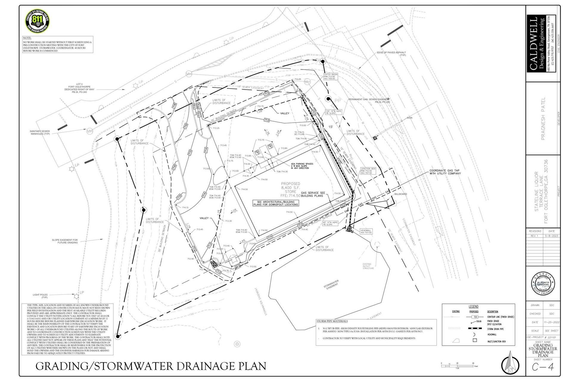 A black and white drawing of a drainage plan for a building.
