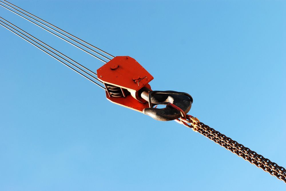 A Close Up Of A Crane Hook With A Blue Sky In The Background — Gympie Crane Hire In Glanmire, QLD