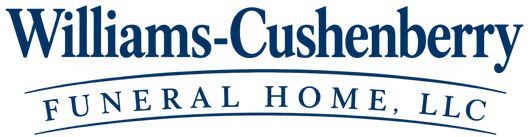 Williams-Cushenberry Funeral Home, LLC logo in blue text on white background