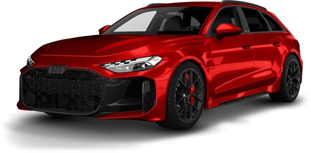 Red sporty hatchback car with black accents, shown in a front three-quarter view.