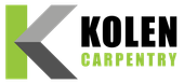 Logo for Kolen Carpentry: Green "K" shape with gray and black geometric elements, black text "KOLEN" and green text "CARPENTRY."