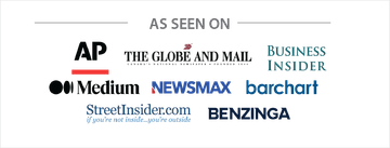 As seen on badge with: AP news, The Globe & Mail, Business Insider, Newsmax, Medium, StreetInsider, Benzinga, Barchart