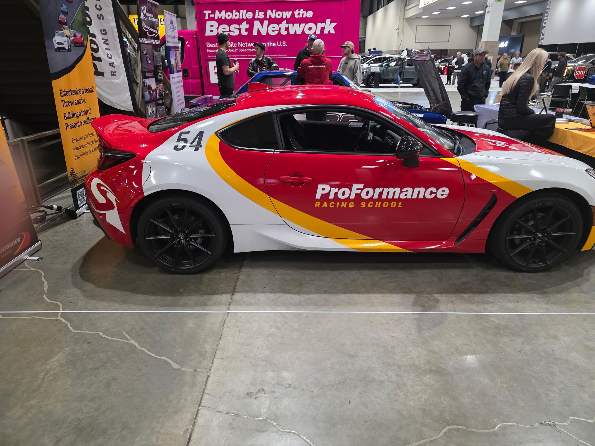 Red and white race car with