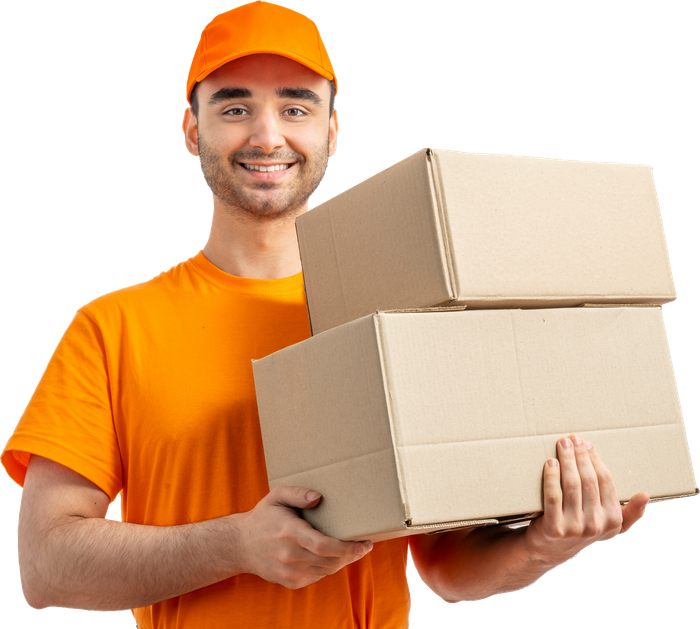 Delivery man with a box.