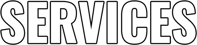 Outlined word “SERVICES” in black on a white background.