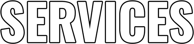 Outlined word “SERVICES” in large black capital letters on a white background