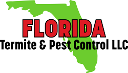 The logo for florida termite and pest control llc shows a map of florida.