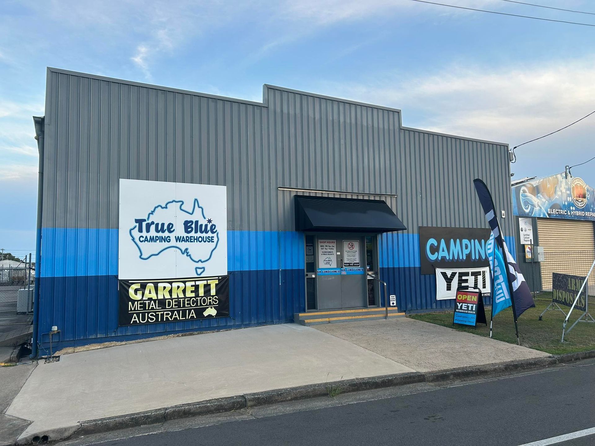 a Metal-sided Shop With Blue Accents — True Blue Camping Warehouse in North Mackay, QLD