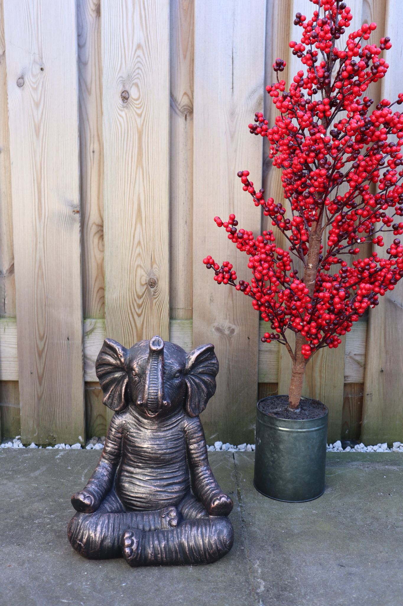 Olifant meditatie beeld 34 cm tuinbeeld zen decoratie dierenbeeld