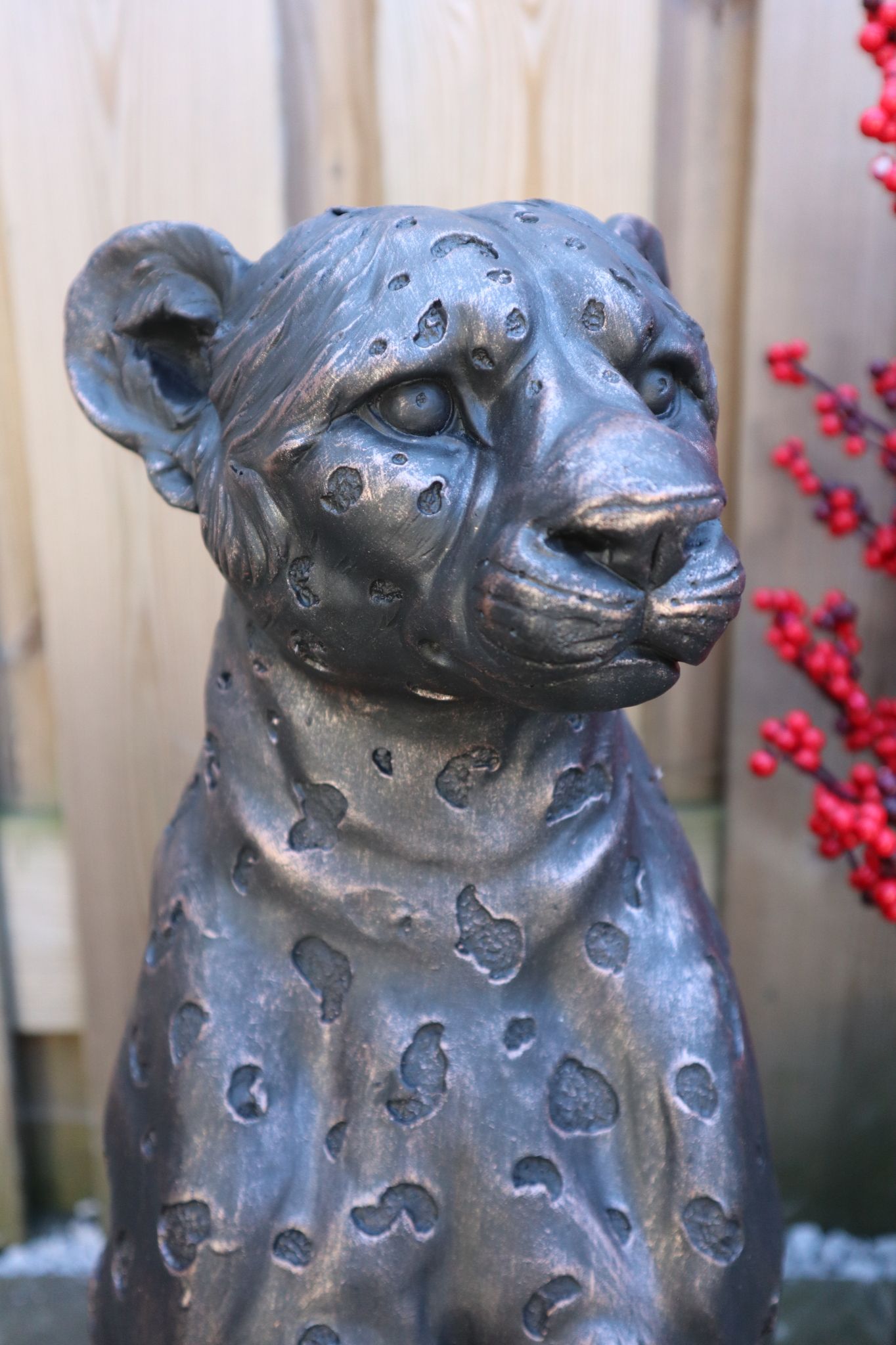 Luipaard beeld 59 cm brons eyecatcher tuinbeeld dierenbeeld