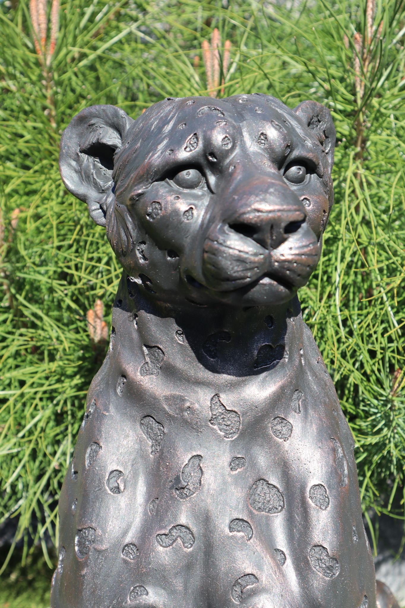 Luipaard dierenbeeld 59 cm brons realistisch tuinbeeld decoratie