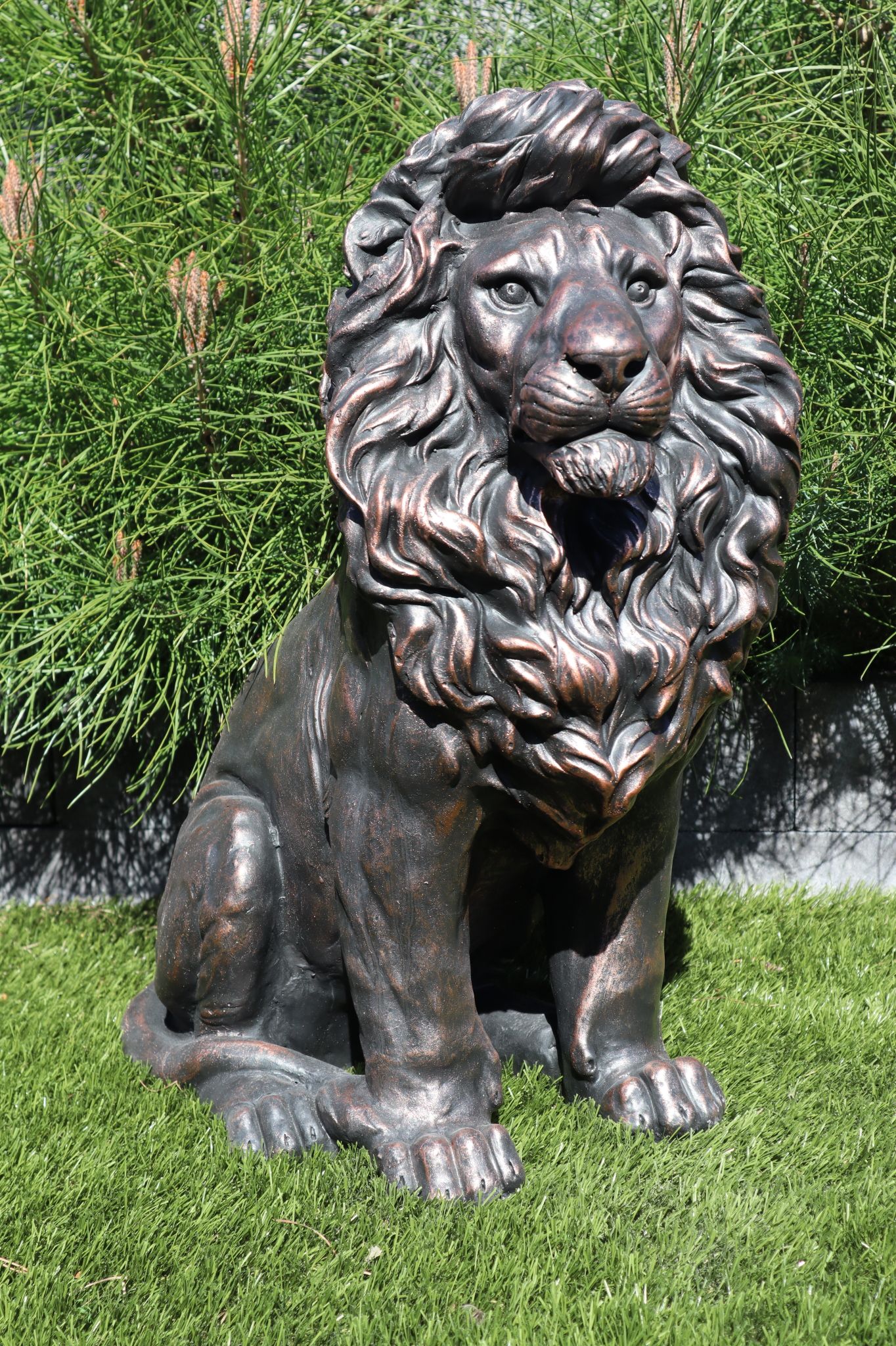 Leeuw beeld 60 cm brons eyecatcher tuinbeeld dierenbeeld