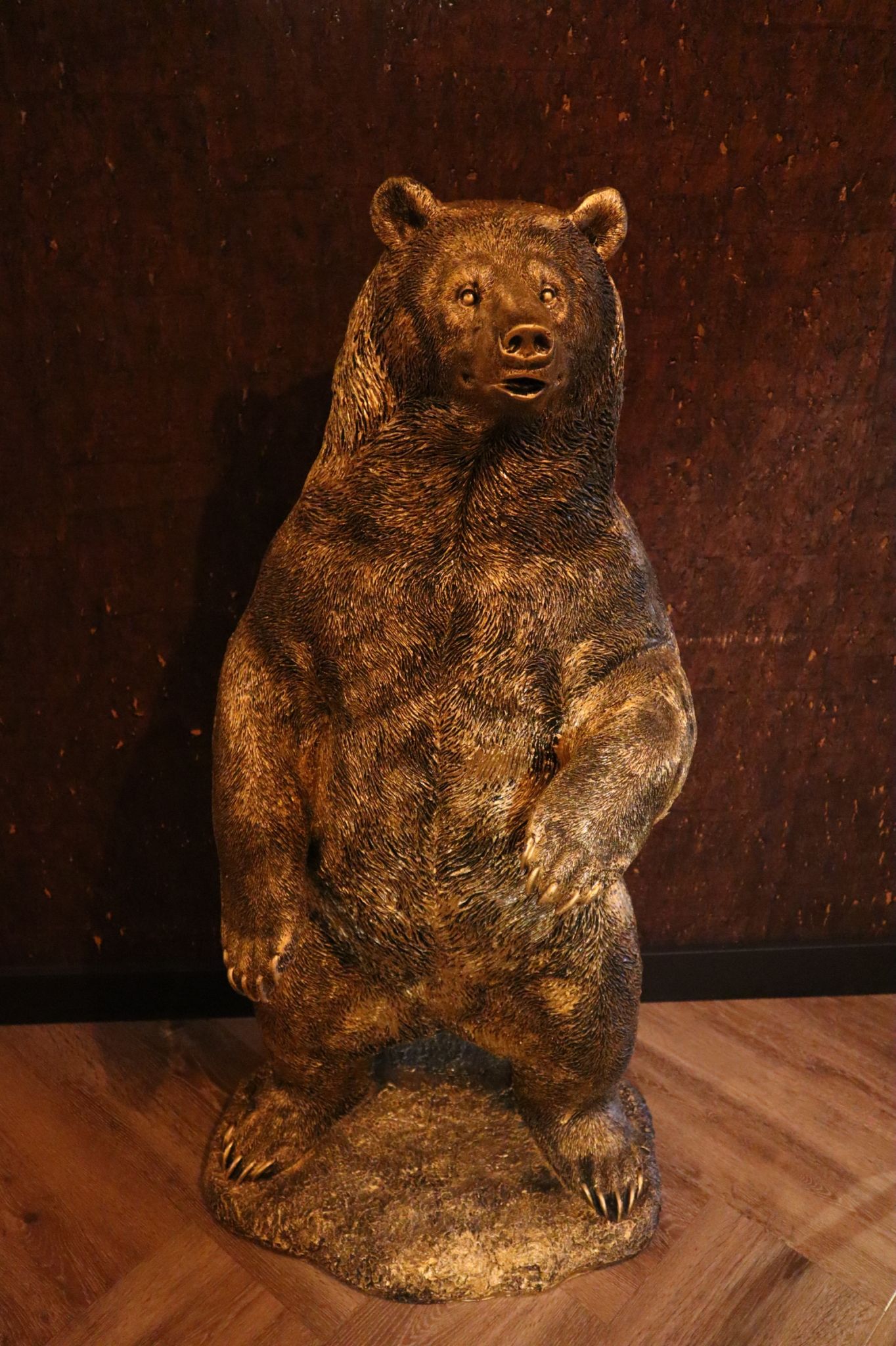 Beer beeld XL staand 119 cm goud interieur decoratie dierenbeeld