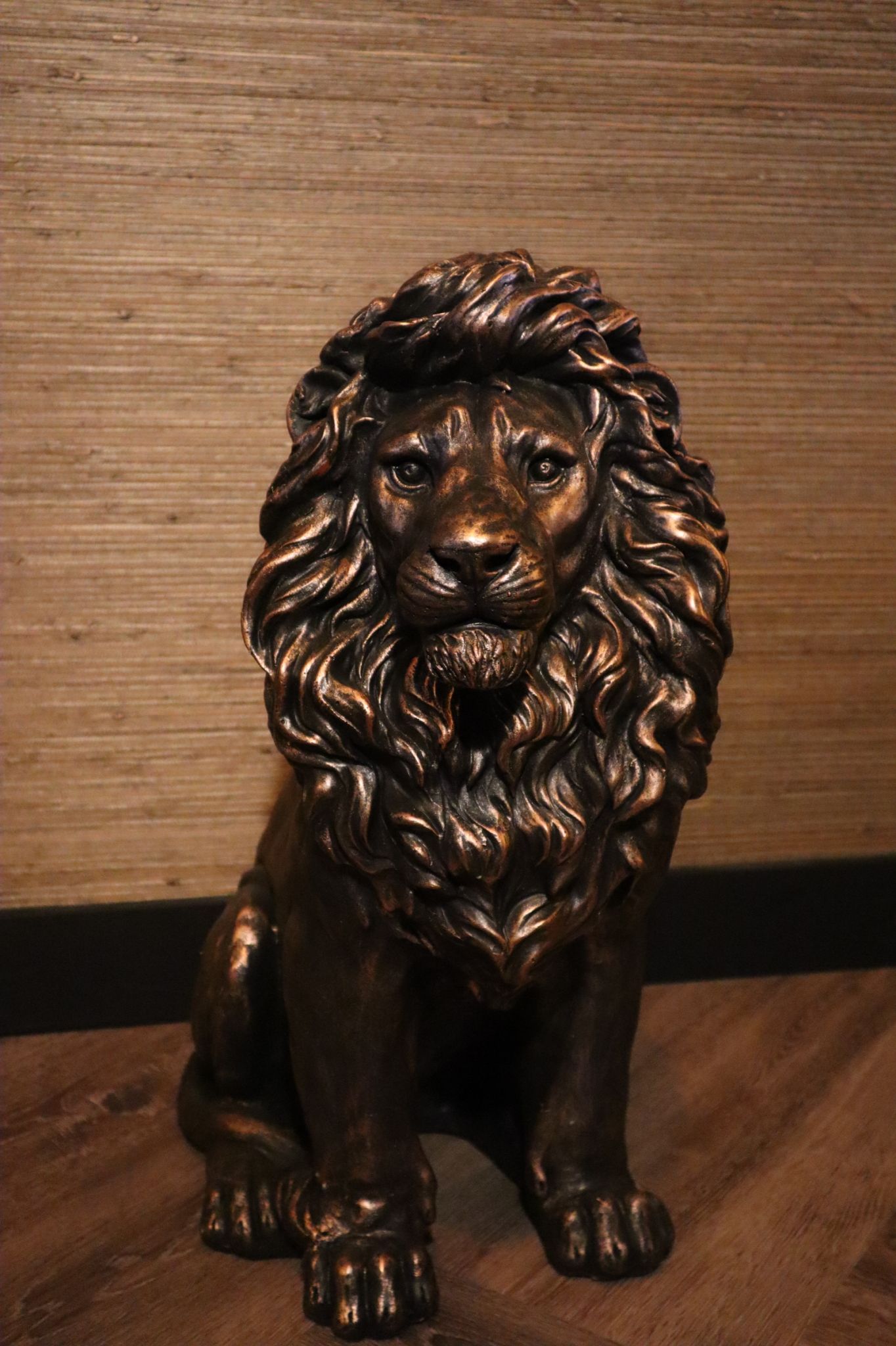 Leeuw beeld 60 cm brons interieur decoratie dierenbeeld
