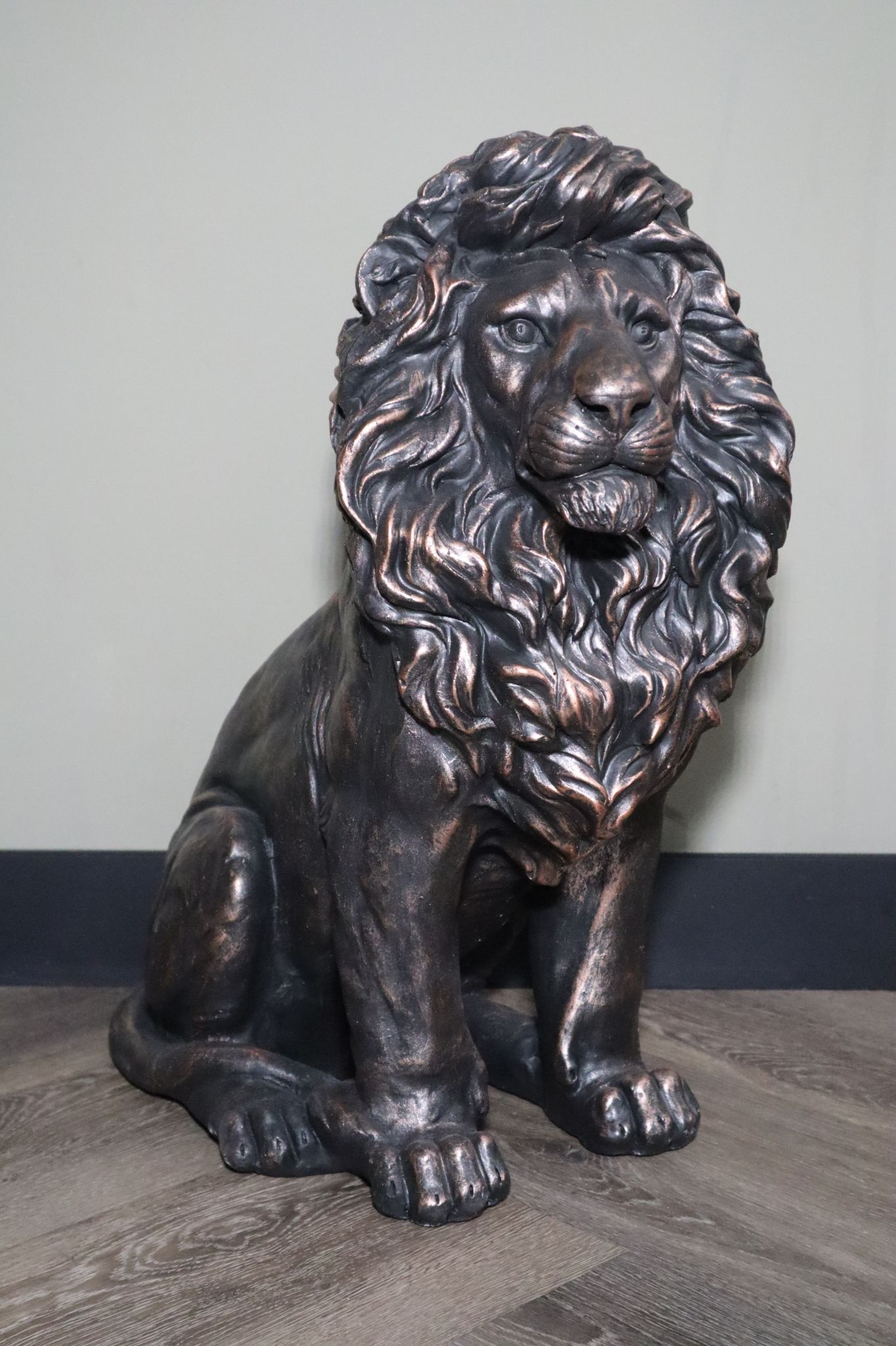 Leeuw beeld XL brons 60 cm tuinbeeld dierenbeeld decoratie