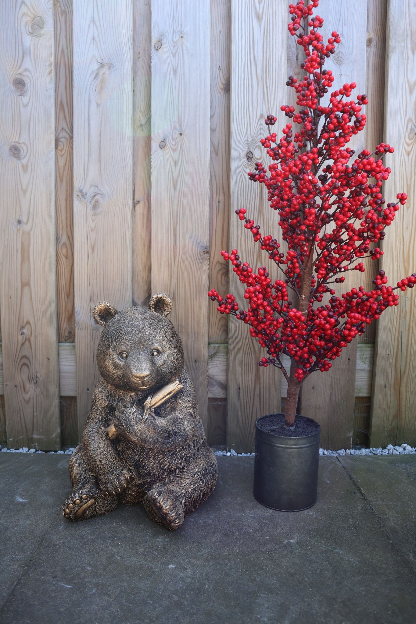 Panda dierenbeeld 40 cm goud zittend eyecatcher tuin decoratie