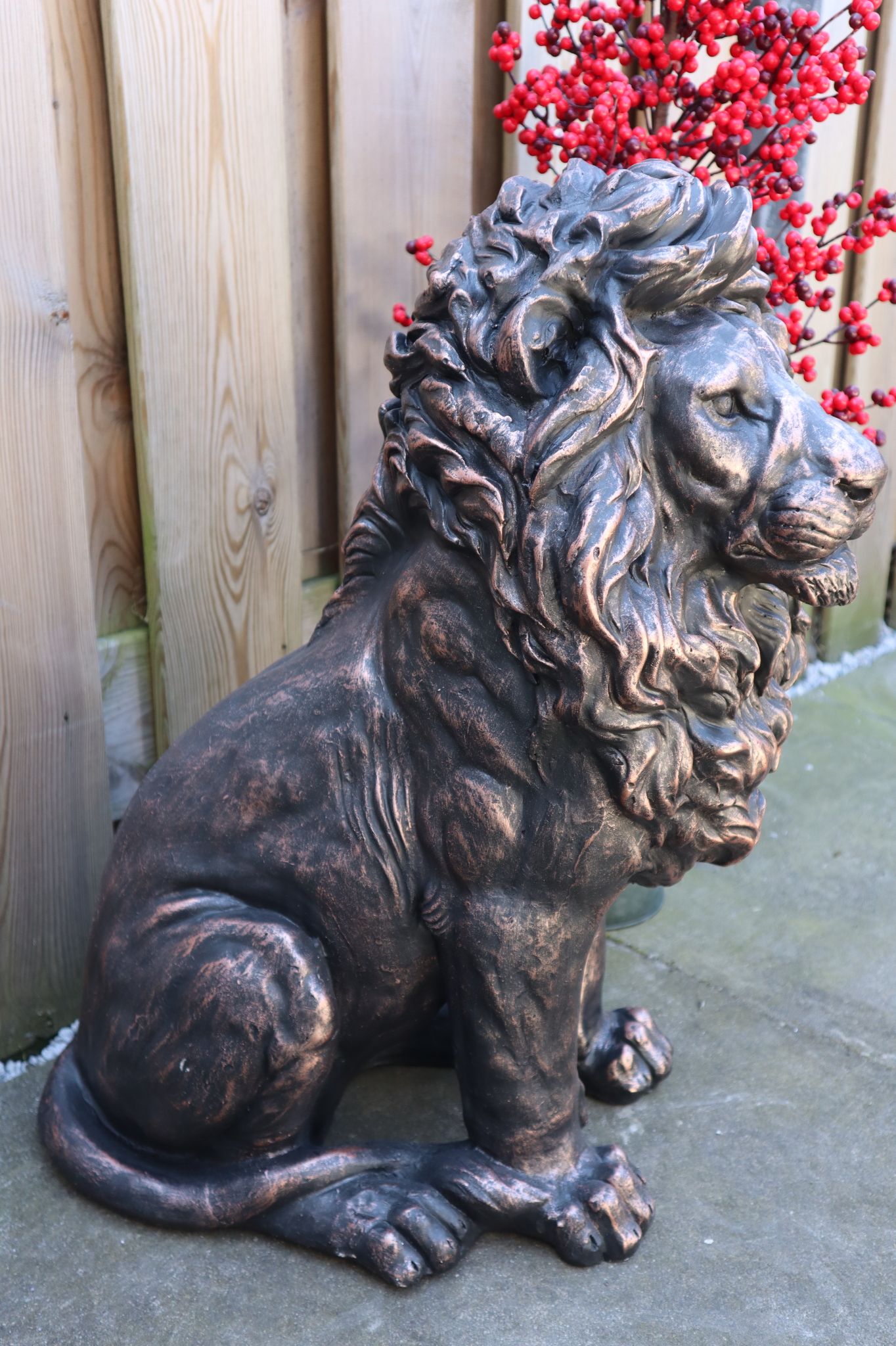 Leeuw beeld brons 60 cm luxe dierenbeeld voor binnen en buiten