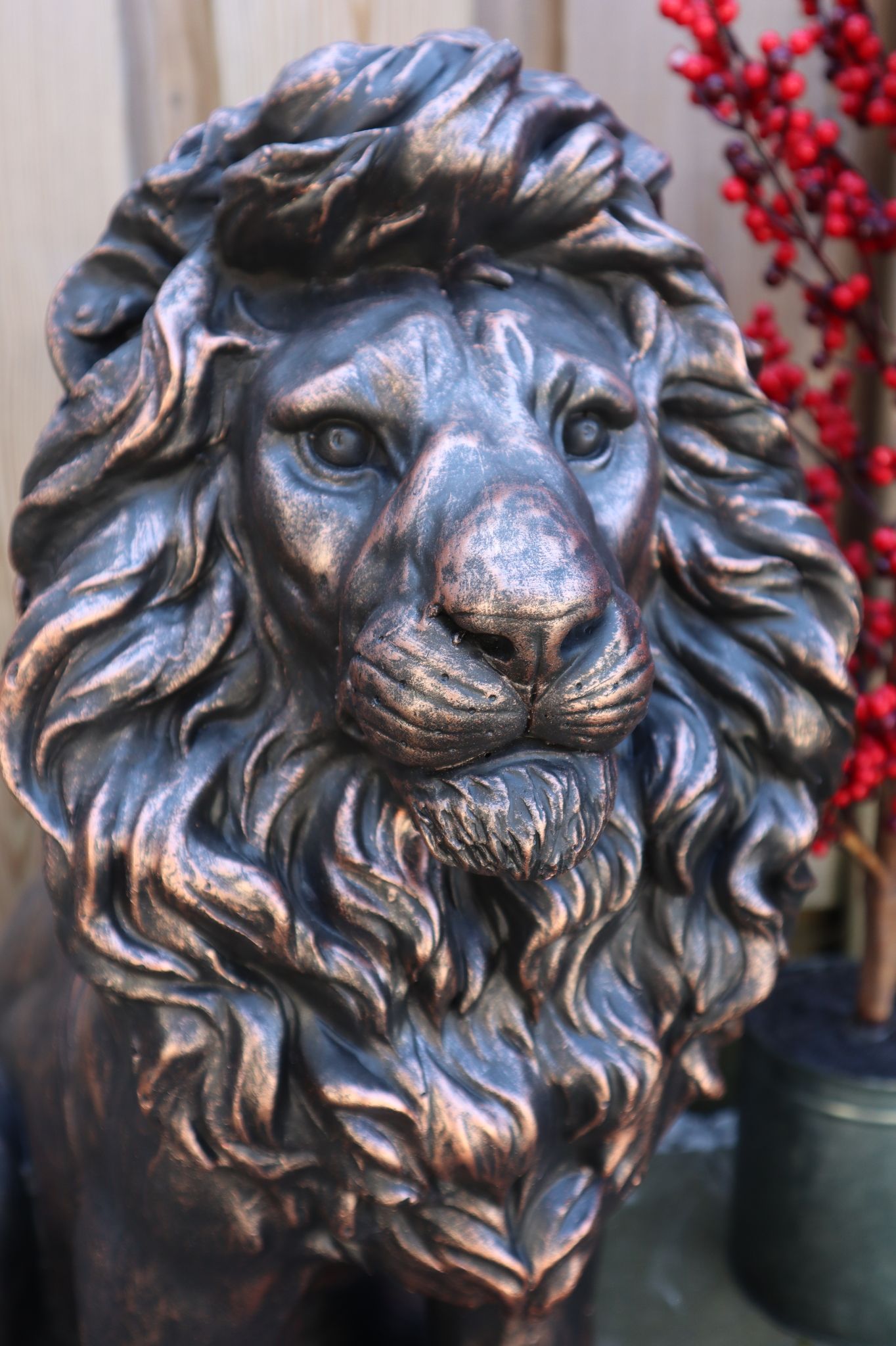 Leeuw beeld 60 cm brons eyecatcher tuinbeeld dierenbeeld