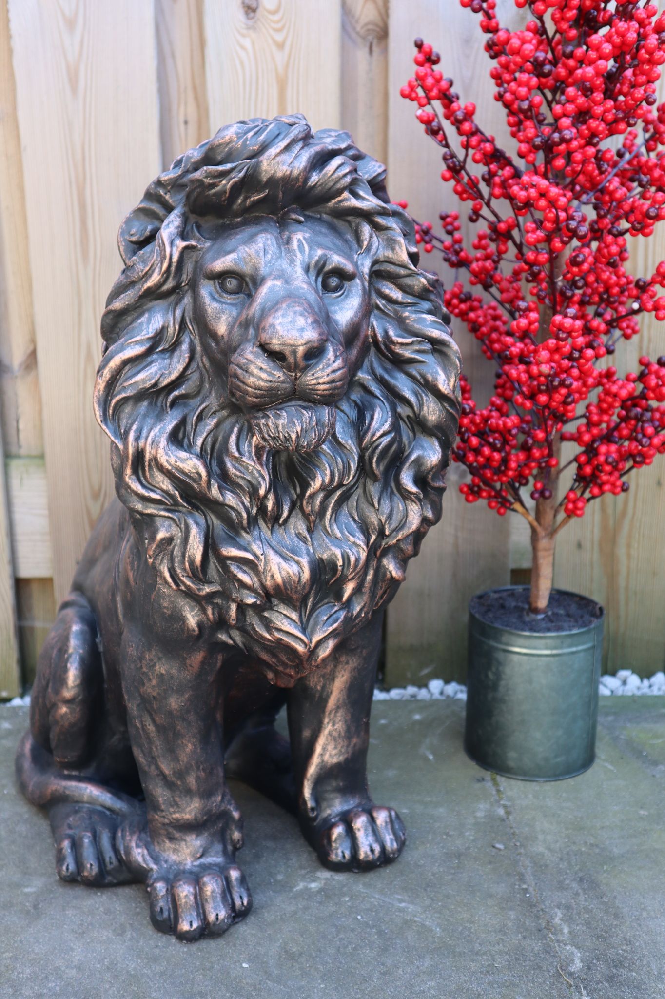 Leeuw dierenbeeld 60 cm brons realistisch tuinbeeld decoratie