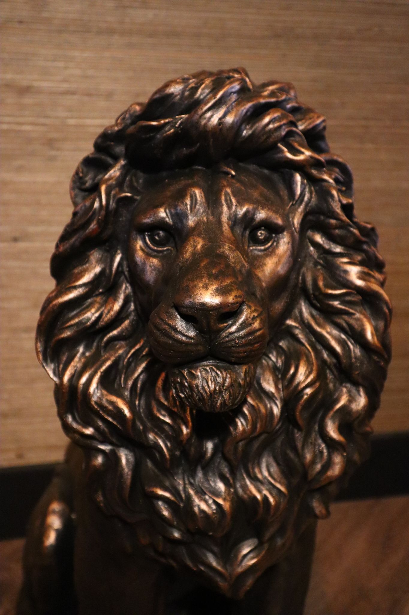 Betekenisvol bronzen leeuwenbeeld van 60 cm, symbool van kracht en bescherming voor elk interieur