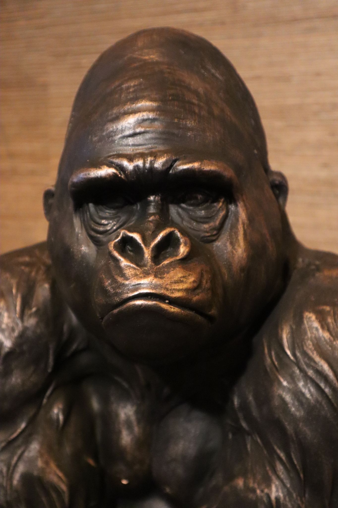 Exclusief bronzen gorillabeeld van 58 cm, opvallend kunstobject voor binnen en buiten